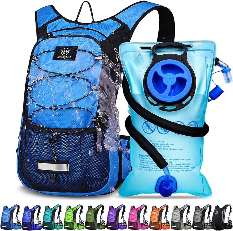 Mothybot Insulated Hydration Backpack Pack with 3L BPA Free Leak Proof Water Bladder, Large Storage Lightweight Hiking Daypack with Waist Pouches & Cooler Layer, for Running, Biking, Camping, Festival - Image 1